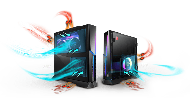 the state of the VGA and PSU when the MSI Trident X is operating