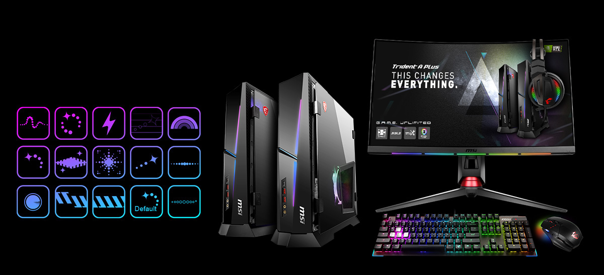 one set of the computer and many lighting-effect icons on the left side