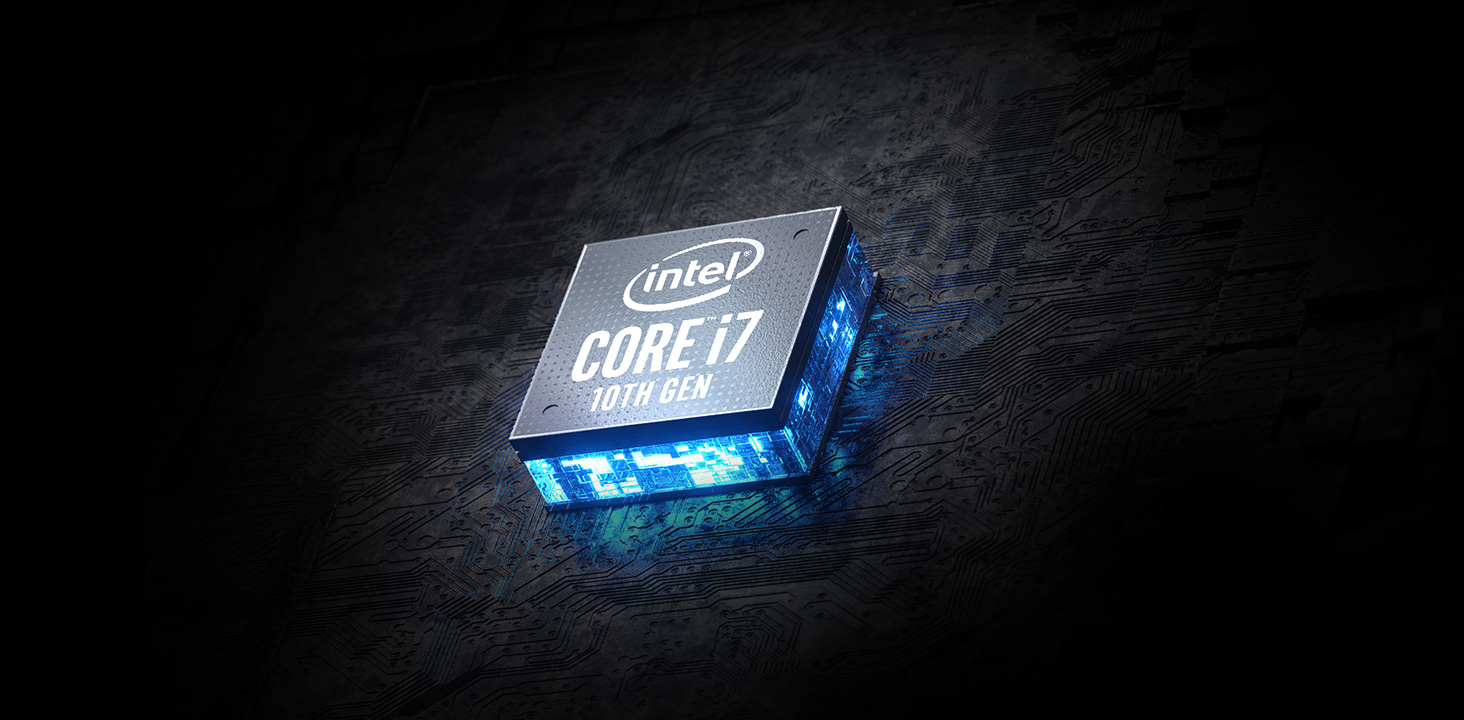 A large logo of Intel Core i9 10th Gen in the center