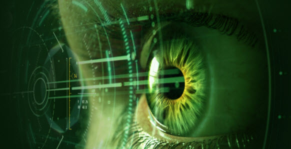 An eye with a graphical interface in front of it