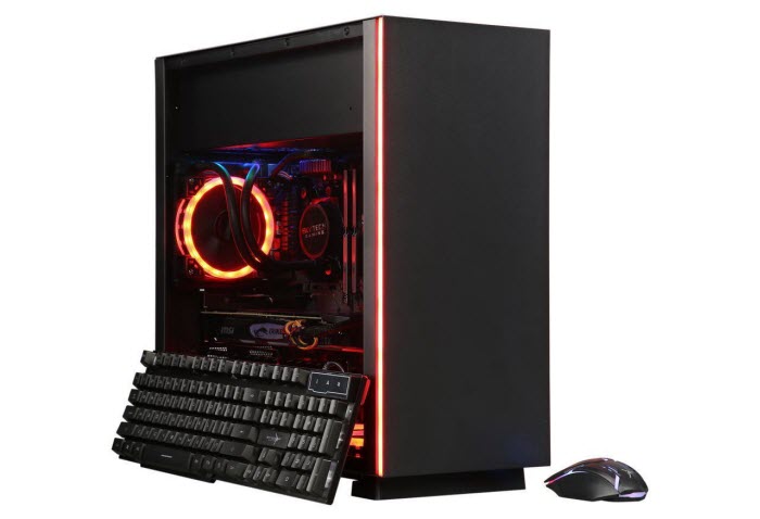 SkyTech Gaming Desktop ST-ORACLEX-2700X-2070 Desktop with Its Keyboard and Mouse Angled to the Right