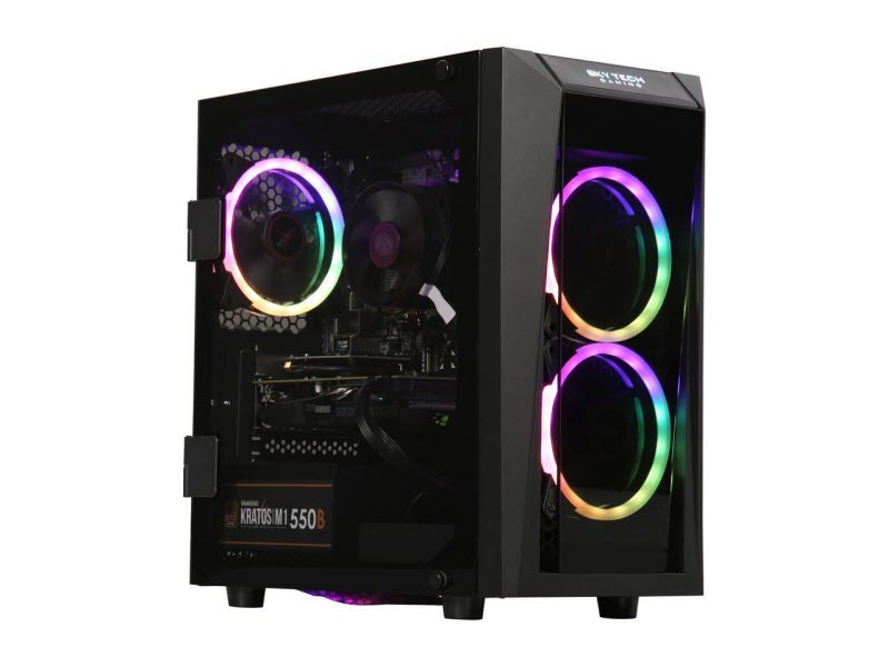 SkyTech Blaze II Gaming Computer PC Desktop – Ryzen 5 2600 6-Core 3.4 GHz,  NVIDIA GeForce GTX 1660 6G, 500G SSD, 8GB DDR4, RGB, AC WiFi, Windows 10  Home 64-bit