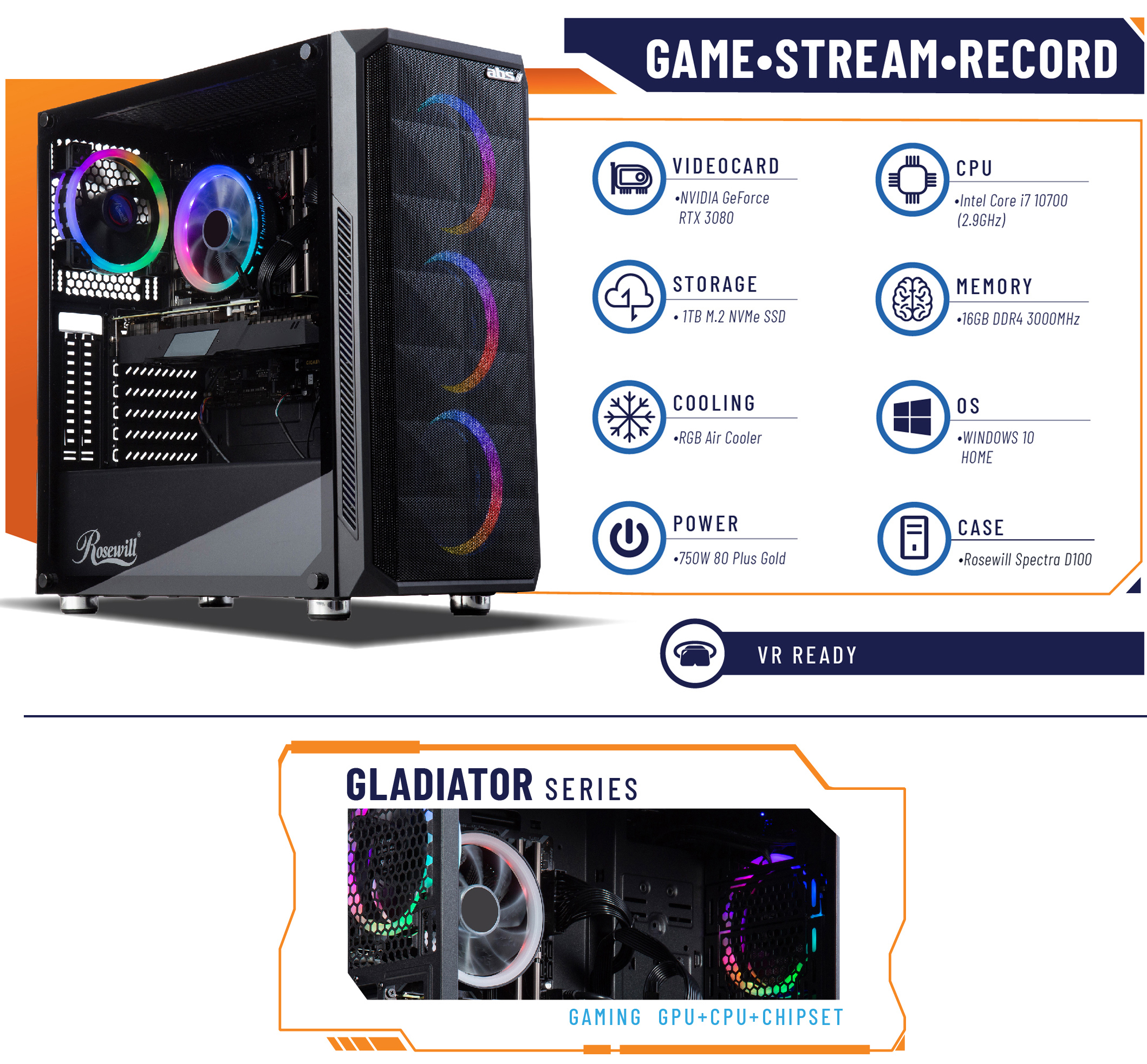 ABS Gladiator Gaming PC - Intel i7 10700F GeForce RTX 3080 - Newegg.com
