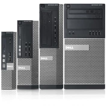 front view of OptiPlex 7010 desktop in four form factors