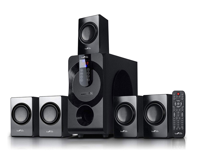 BeFree Sound 2.1 Channel Surround Sound Bluetooth Speaker System facing forward