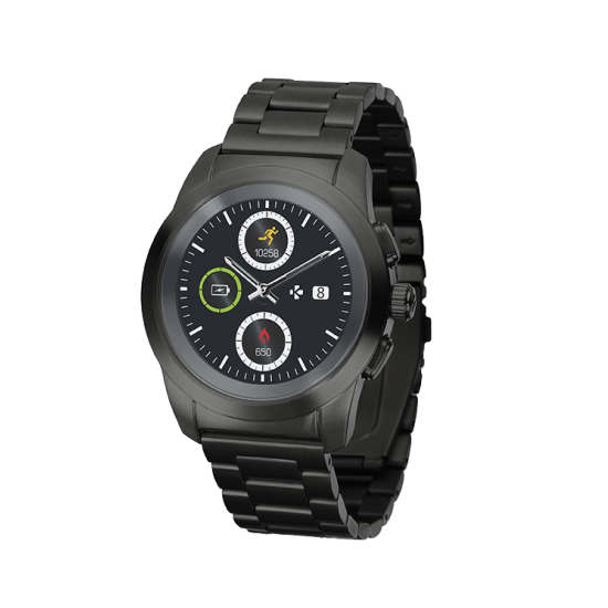 MyKronoz ZETIME ELITE PETITE 39 mm 2 in 1 Hybrid Smartwatch with Mechanical Hands and Color Touchscreen Black Metal Newegg