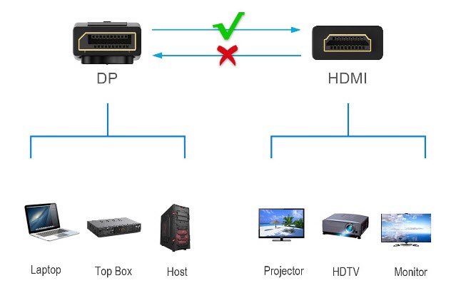 a diagram shoing how Nippon Labs DP-HDMI cable works