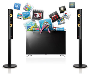 LG 5.1 CH 1200W 3D BLU-RAY™ HOME CINEMA SYSTEM WITH 2 TALLBOY and 2 SATELLITE REAR SPEAKERS