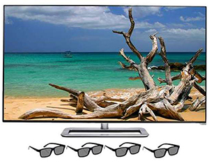 TV and four pair of 3D glasses