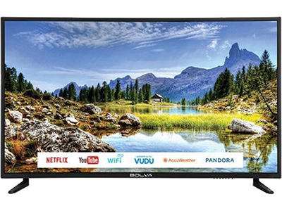 The BOLVA 55SVL01 TV with an image of a daytime natural park