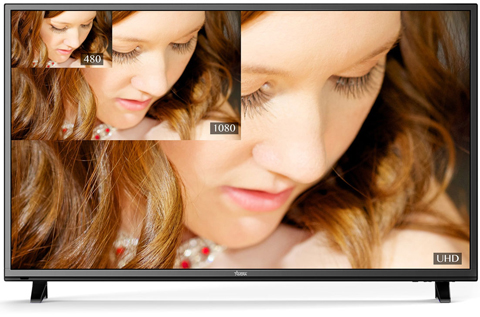 Avera TV Facing Forward showing the difference in size between 480p, 1080p and UHD