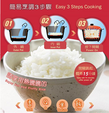 TATUNG 6-Cup Rice Cooker Stainless Steel Multi-Functional TAC-06KN
