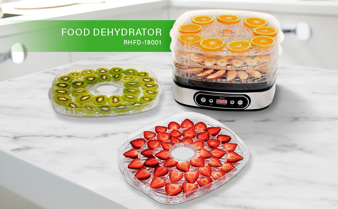  Rosewill Food Fruit Dehydrator Machine, Portable Electric  Adjustable Thermostat, BPA Free, 5 Tray, Clear and white: Home & Kitchen