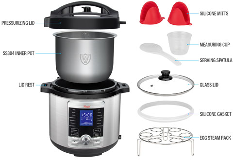 Rosewill RHPC-19001 6 Qt Electric Pressure Cooker 10-in-1 Multicooker, Slow  Cook 840951130254