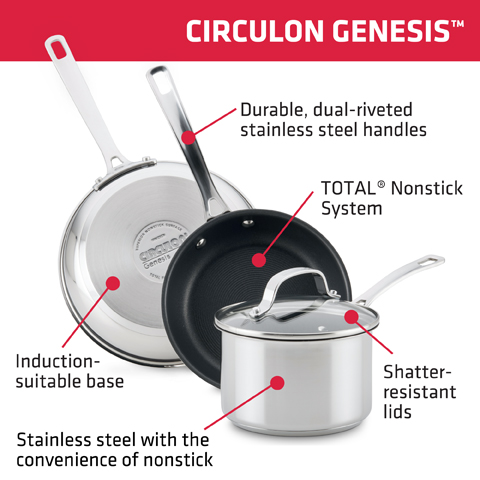 Circulon Genesis Stainless Steel Nonstick 8 1/2-inch and 10-inch