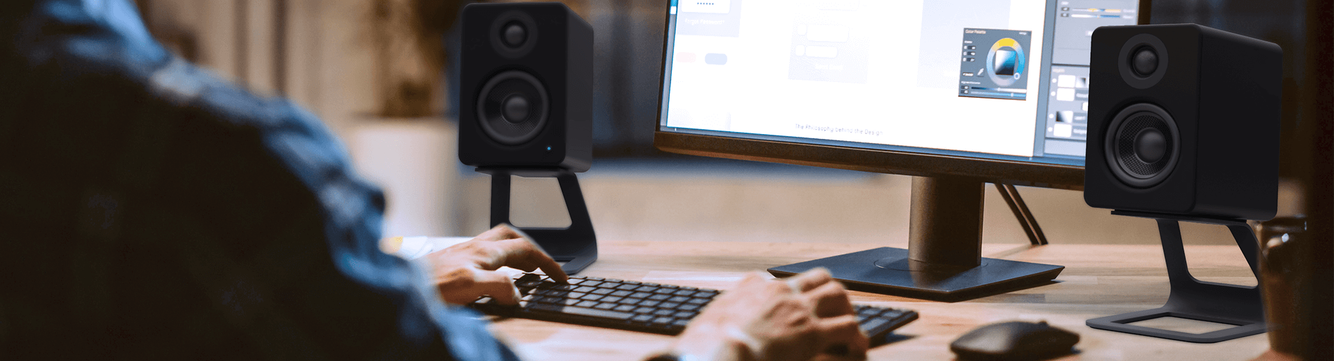 Kanto SE2 Elevated Desktop Speaker Stands for Small Speakers