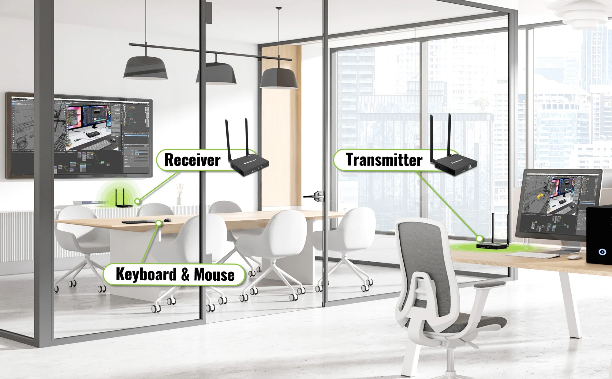 IOGEAR Wireless 4K HDMI Video Extension Kit with Keyboard and Mouse Control 