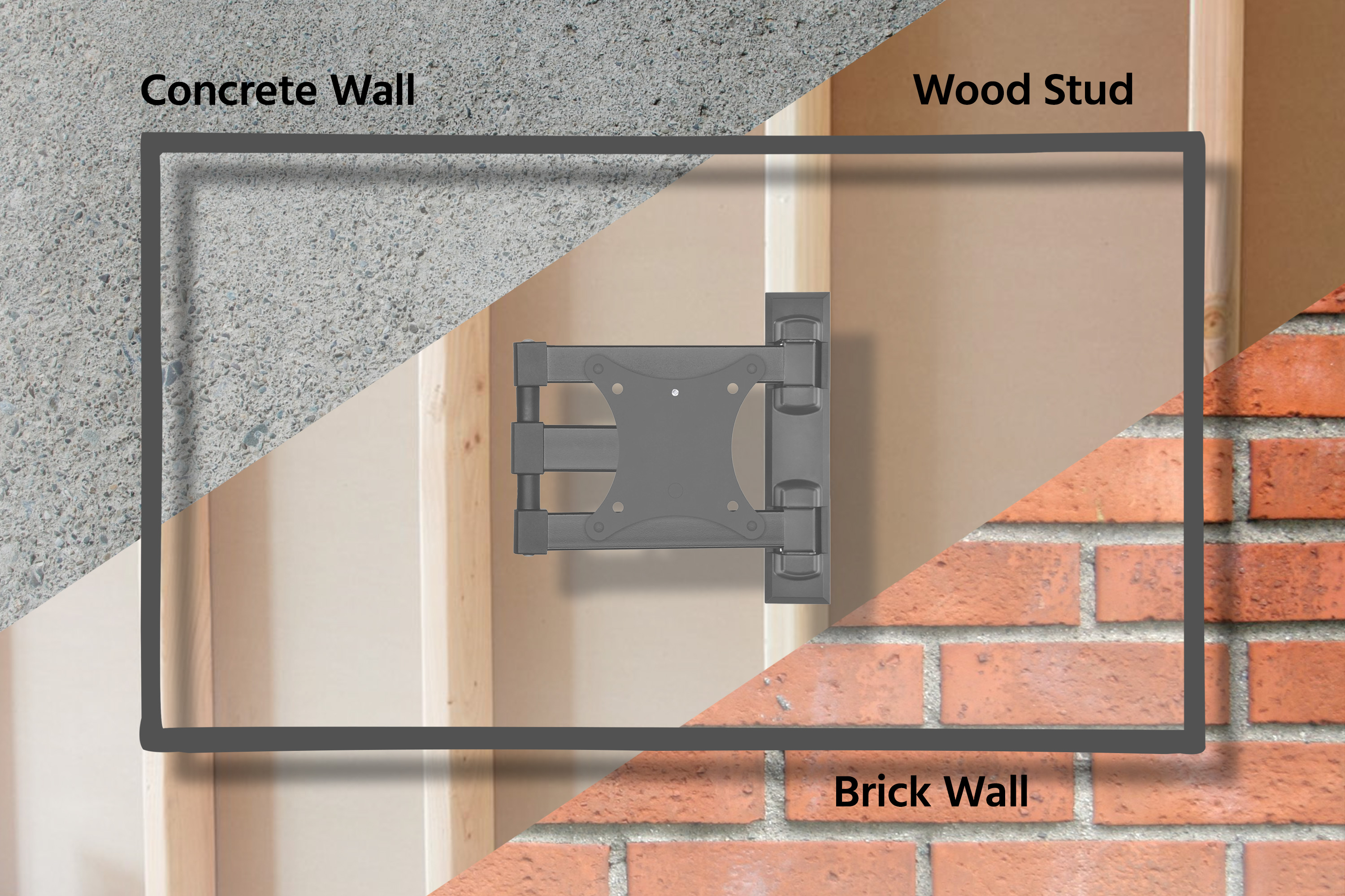 Monoprice Compact Full Motion Single-Stud TV Wall Mount Bracket