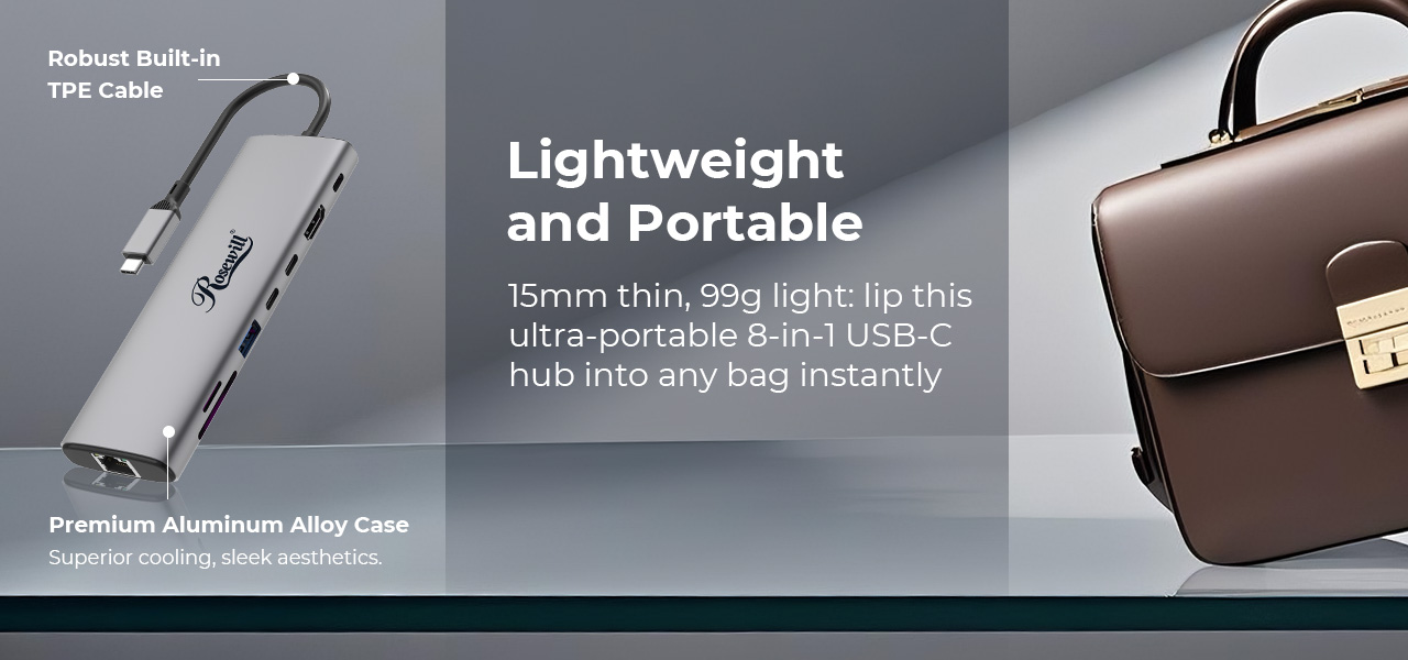 Rosewill 8-in-1 USB-C Hub with 4K HDMI 2.0 Display