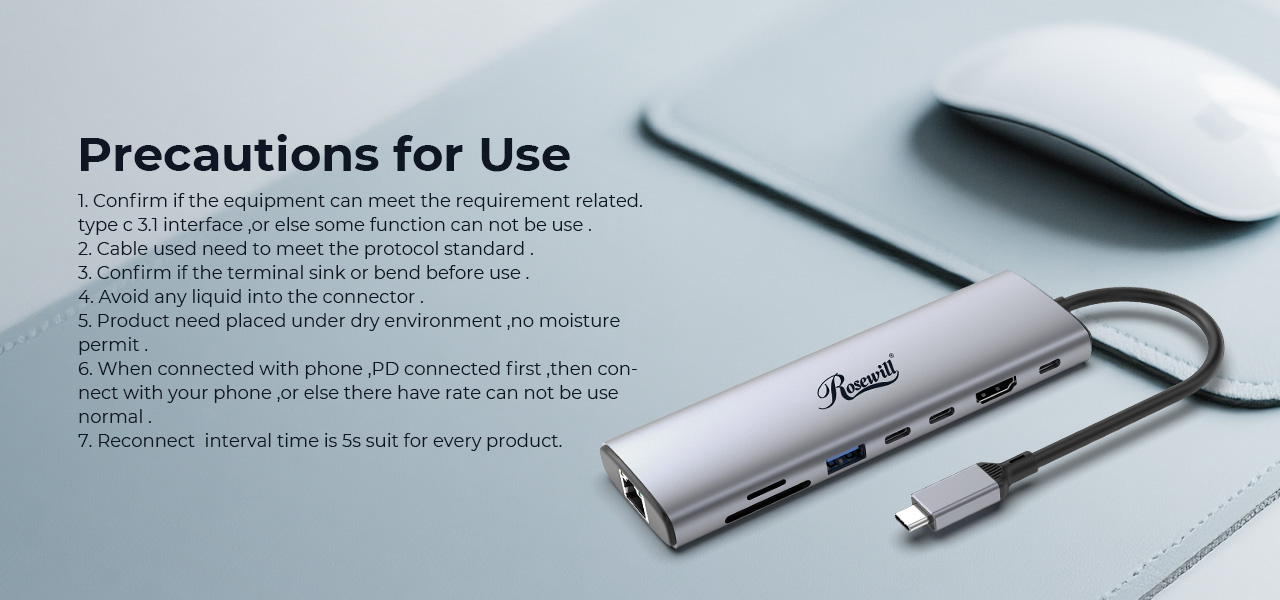 Rosewill 8-in-1 USB-C Hub with 4K HDMI 2.0 Display