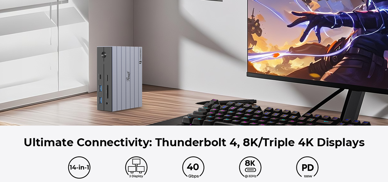 Rosewill 14-in-1 Thunderbolt 4 Docking Station with Switch Button