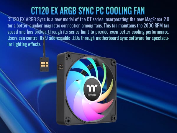 Thermaltake CT120 EX ARGB Sync PC Cooling Fan (3-Fan Pack)