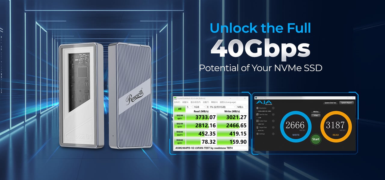 Rosewill 40Gbps USB4 Thunderbolt External SSD Enclosure