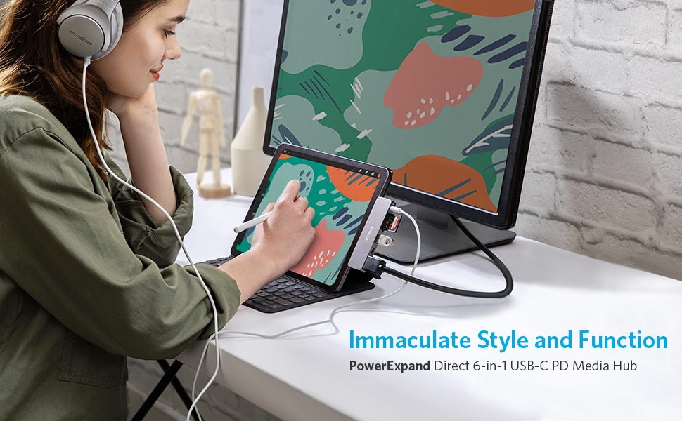 Anker USB C Hub for iPad Pro, PowerExpand Direct 6-in-1 USB C