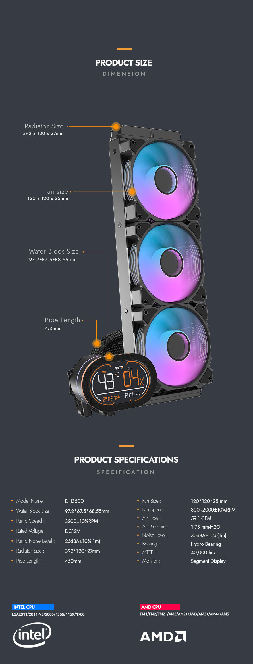 darkFlash DH360D All-in-One 360mm Liquid CPU Cooler