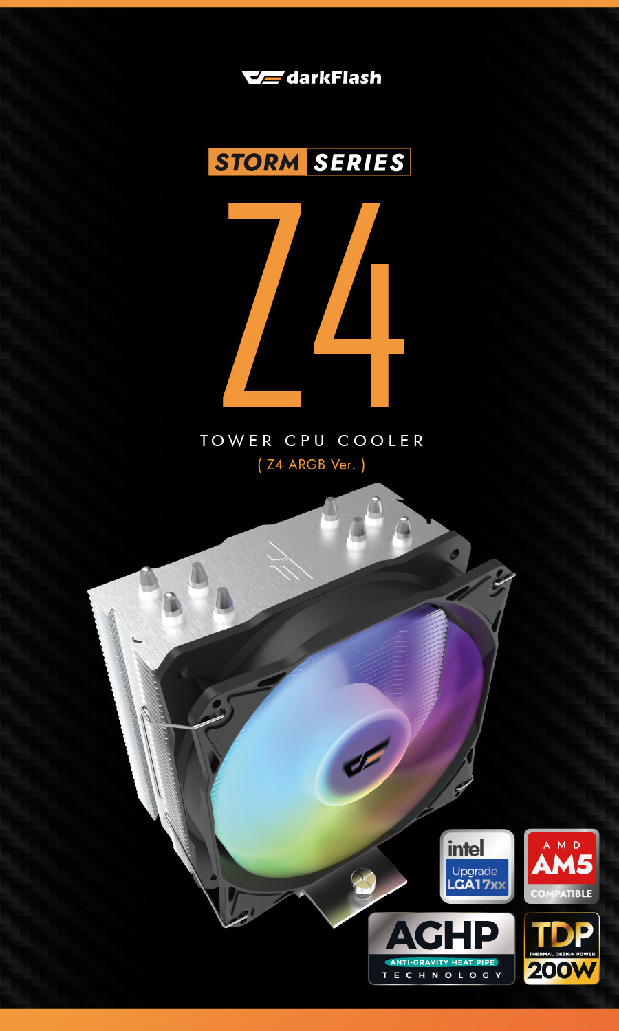 darkFlash Storm Z4 ARGB 120mm CPU Cooler