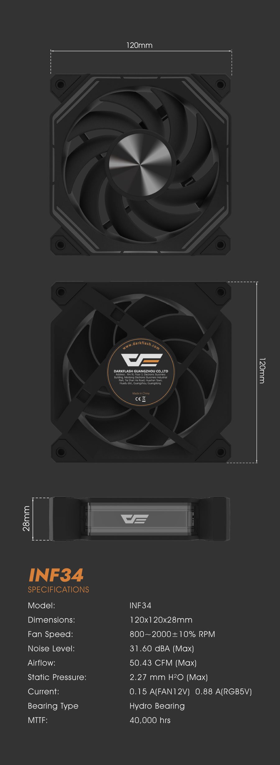 darkFlash 3 in 1 pack INF34 A-RGB Fan