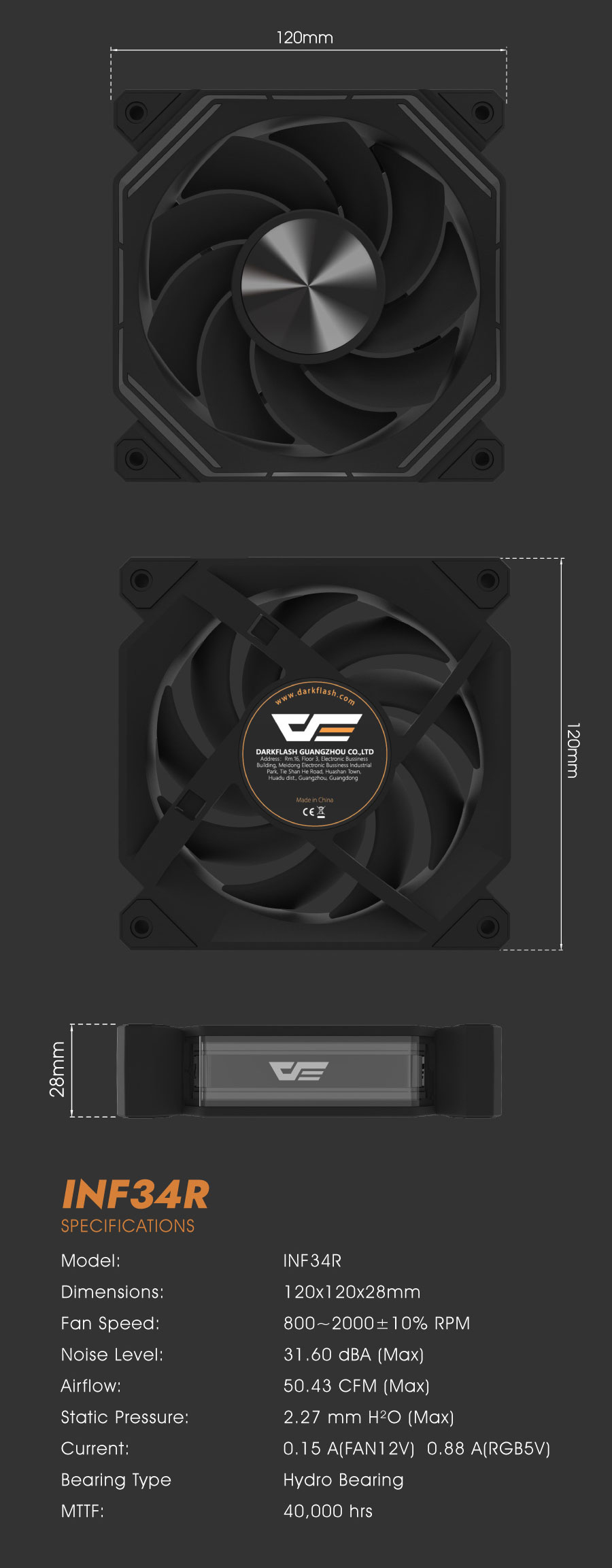 darkFlash 3 in 1 pack INF34 A-RGB Fan