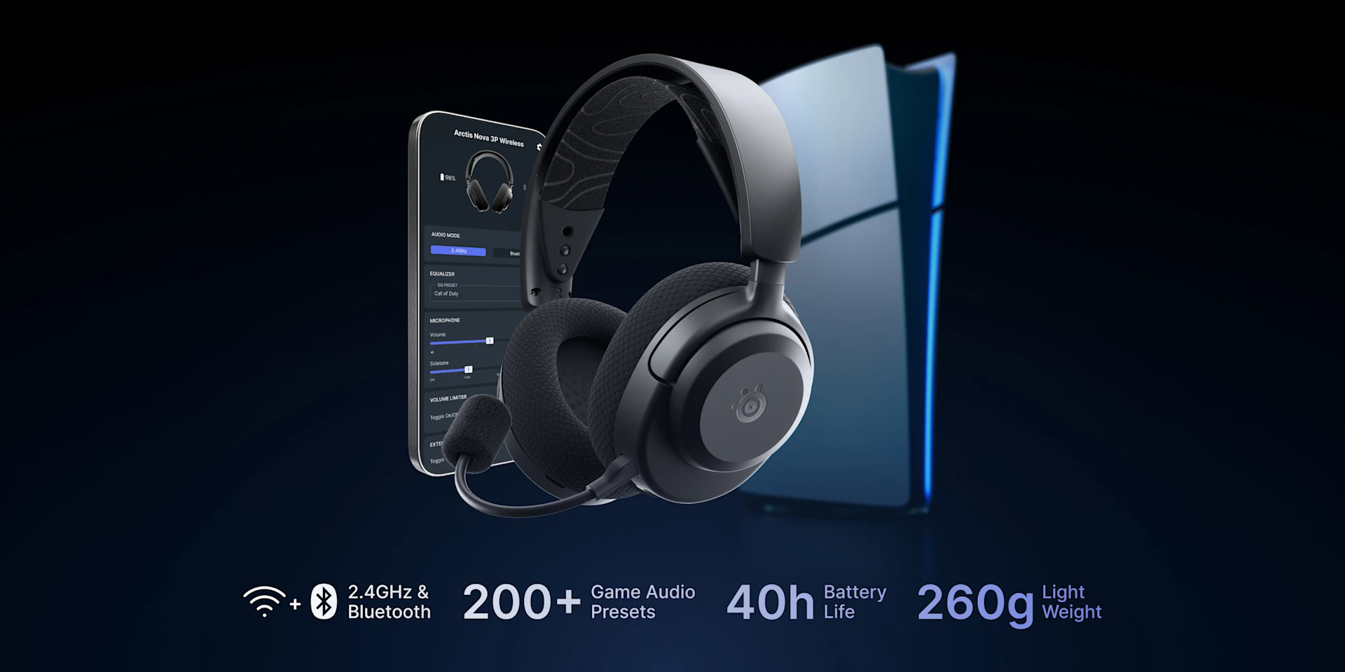 SteelSeries Arctis Nova 3P Wireless for PlayStation Gaming Headset with Mobile App Control