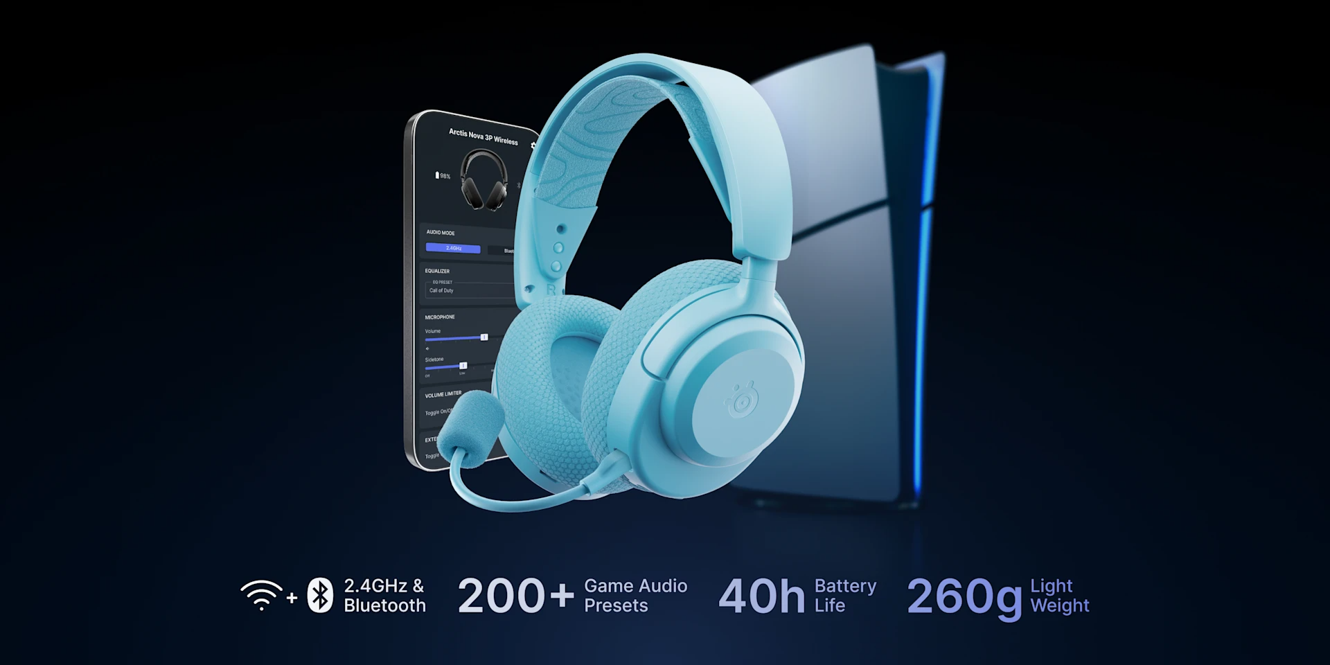 SteelSeries Arctis Nova 3P Wireless for PlayStation Gaming Headset with Mobile App Control