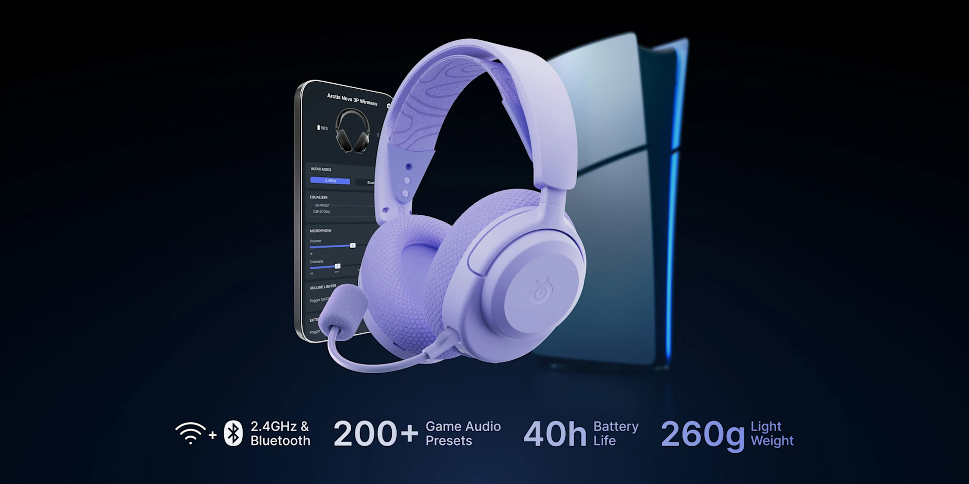 SteelSeries Arctis Nova 3P Wireless for PlayStation Gaming Headset with Mobile App Control