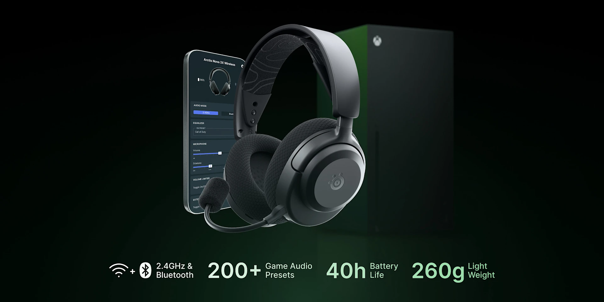 SteelSeries Arctis Nova 3X Wireless for Xbox Gaming Headset with Mobile App Control