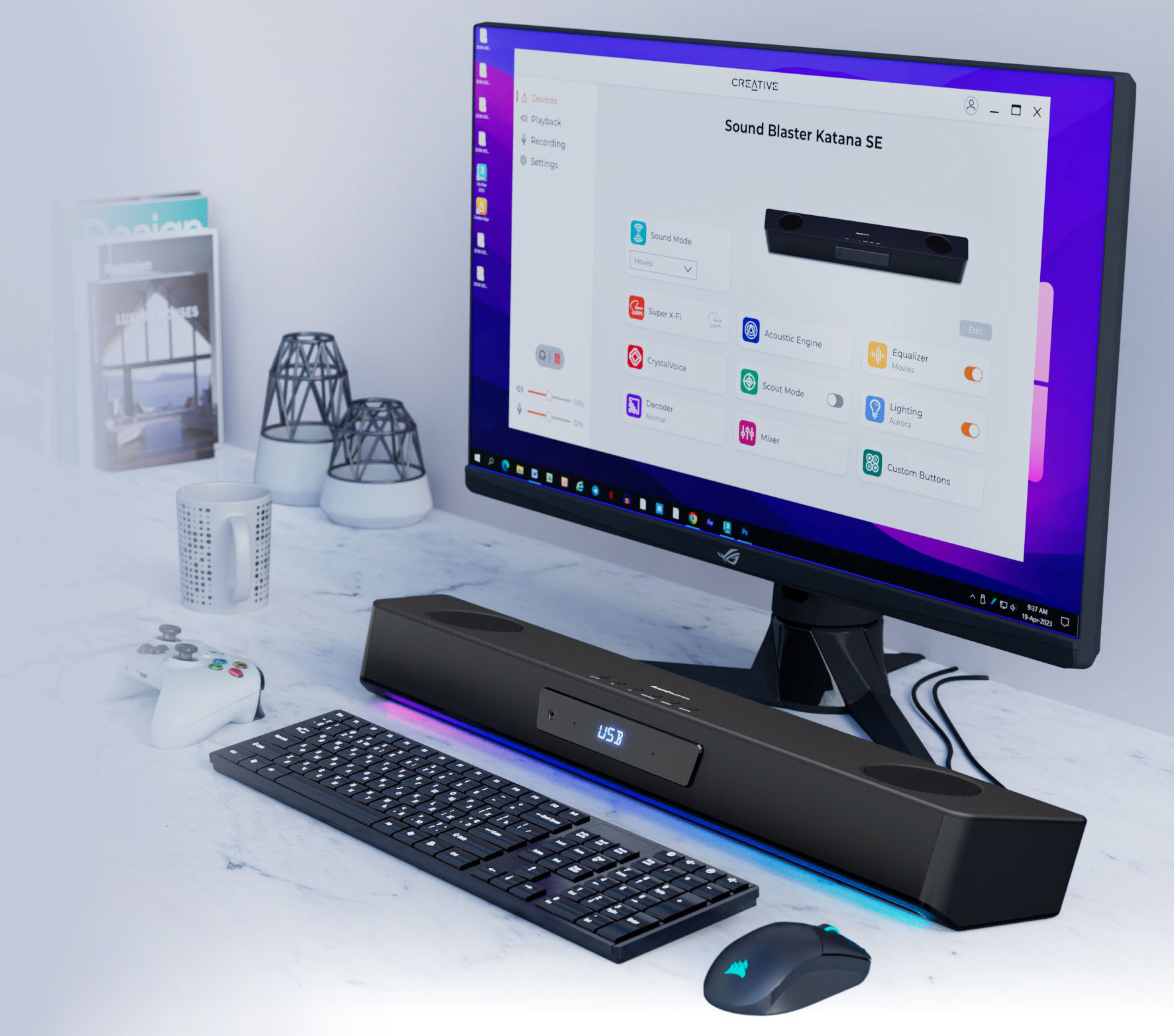 Creative Sound Blaster Katana SE multi-channel Super X-Fi Gaming Soundbar for laptop or TV speakers