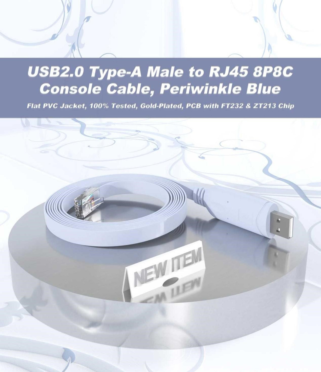 Nippon Labs USB 2.0 Type A Male / RJ45 Male 8P8C Console Cable