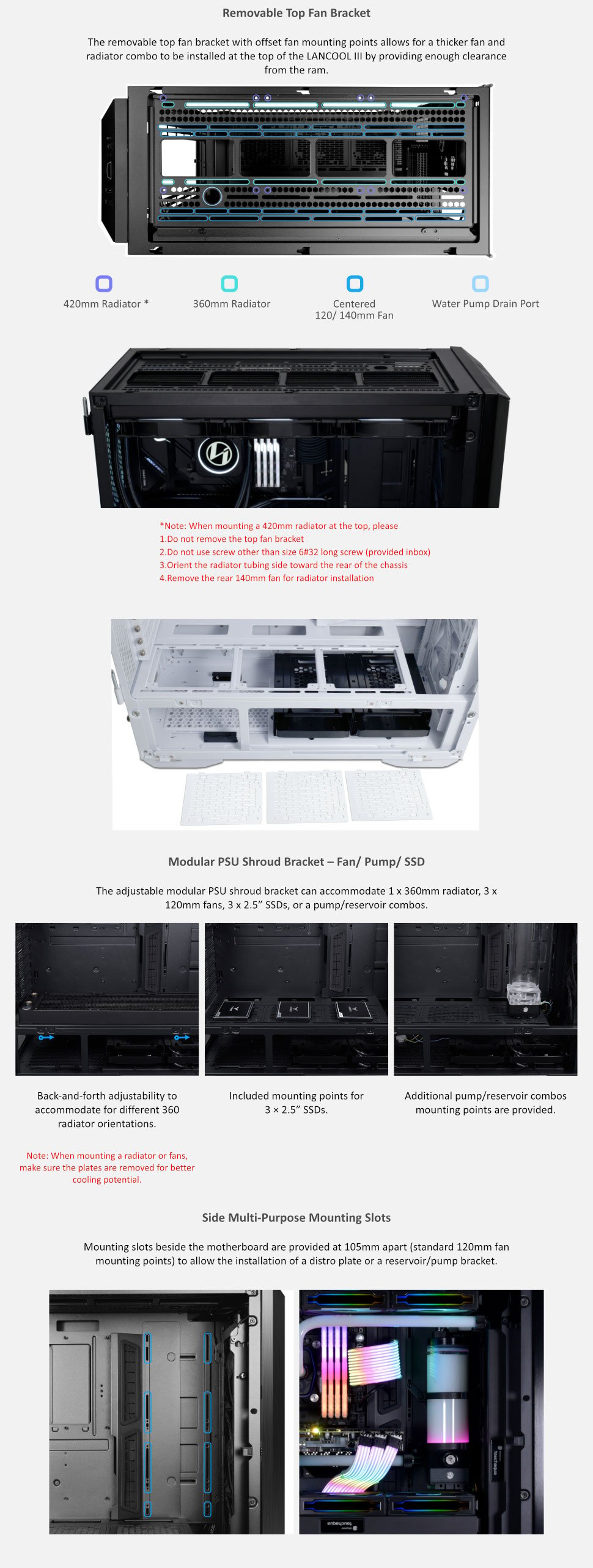 LIAN LI Lancool III Black Aluminum/SECC/Tempered Glass ATX Gaming Case with  4 × 140 PWM Fans (Non-RGB) - LANCOOL 3-X