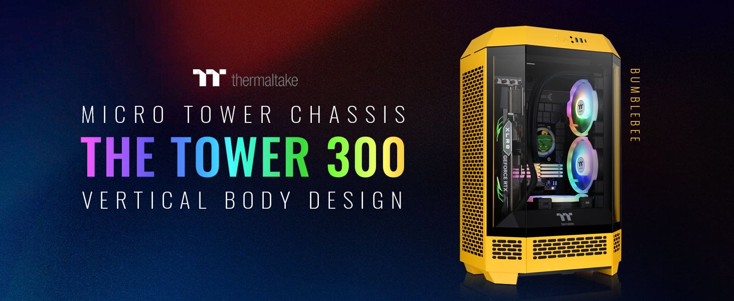 Thermaltake Tower 300 BumbleBee Micro-ATX Case; 2x140mm CT Fan Included ...