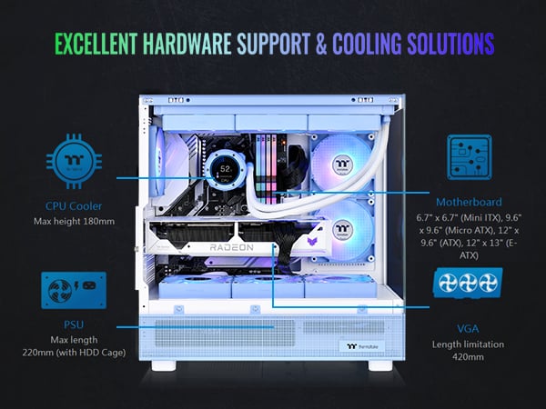 Thermaltake View 270 TG ARGB Hydrangea Blue Mid Tower E-ATX Case ...