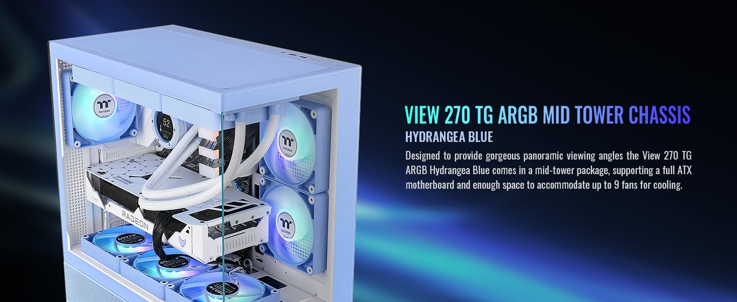 Thermaltake View 270 Tg Argb Hydrangea Blue Mid Tower E-atx Case 