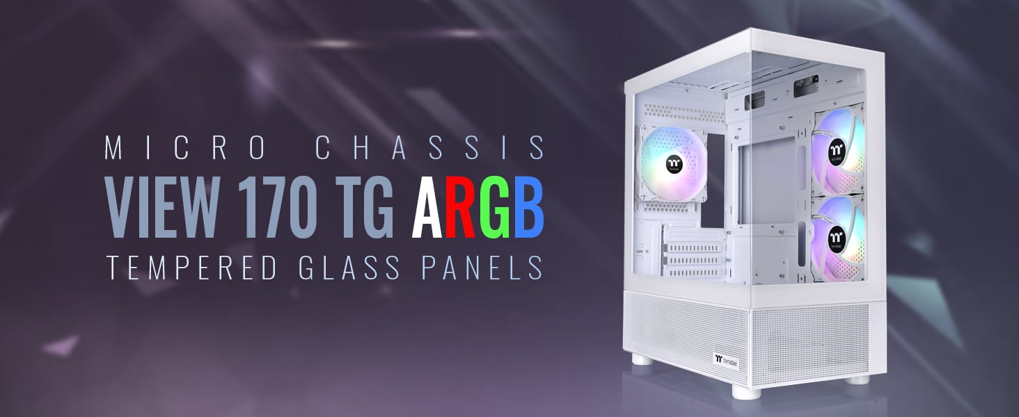 Thermaltake View 170 TG ARGB Snow Micro-ATX Case; 3x120mm ARGB Fans ...