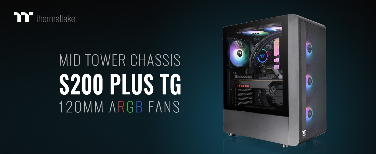 Thermaltake S200 TG ARGB ATX Tempered Glass Mid Tower Gaming Computer Chassis