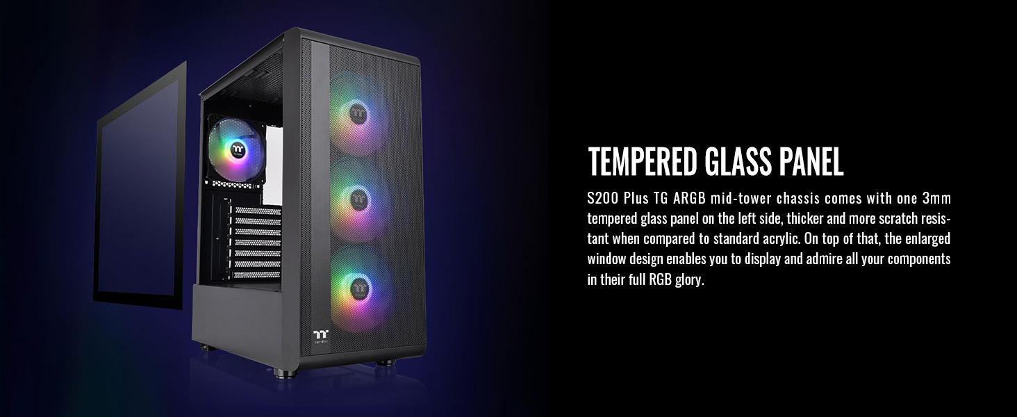 Thermaltake S200 TG ARGB ATX Tempered Glass Mid Tower Gaming Computer Chassis