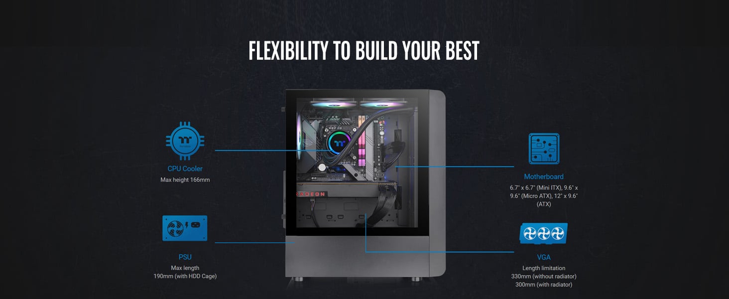 Thermaltake S200 TG ARGB ATX Tempered Glass Mid Tower Gaming Computer Chassis