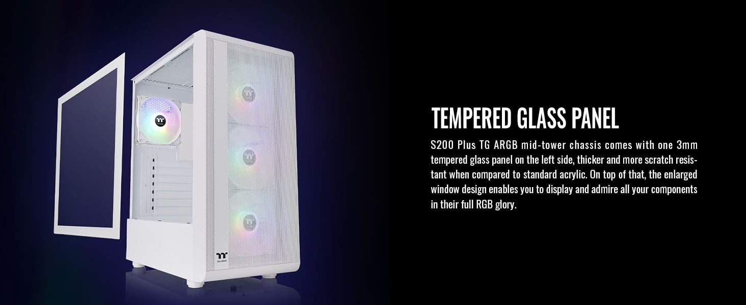 Thermaltake S200 TG ARGB Snow ATX Tempered Glass Mid Tower Gaming Computer Chassis