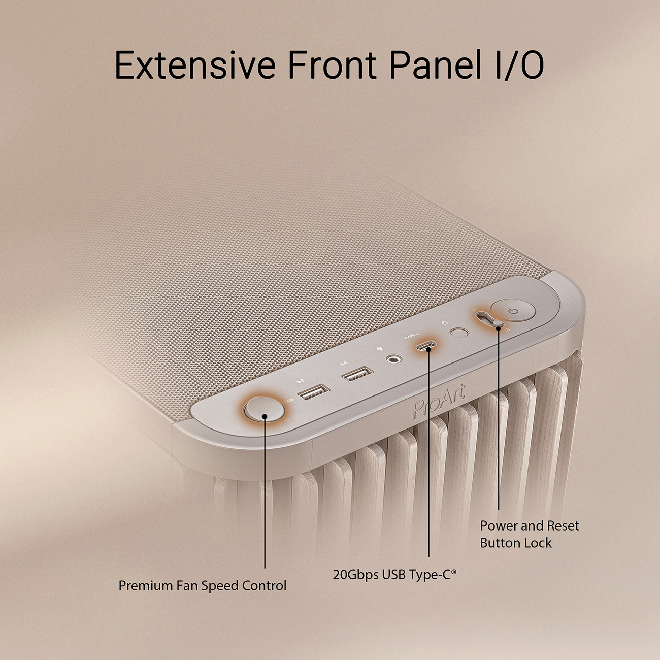 ASUS Pro Art PA401 Wood Edition Beige Mesh-panel PC Case