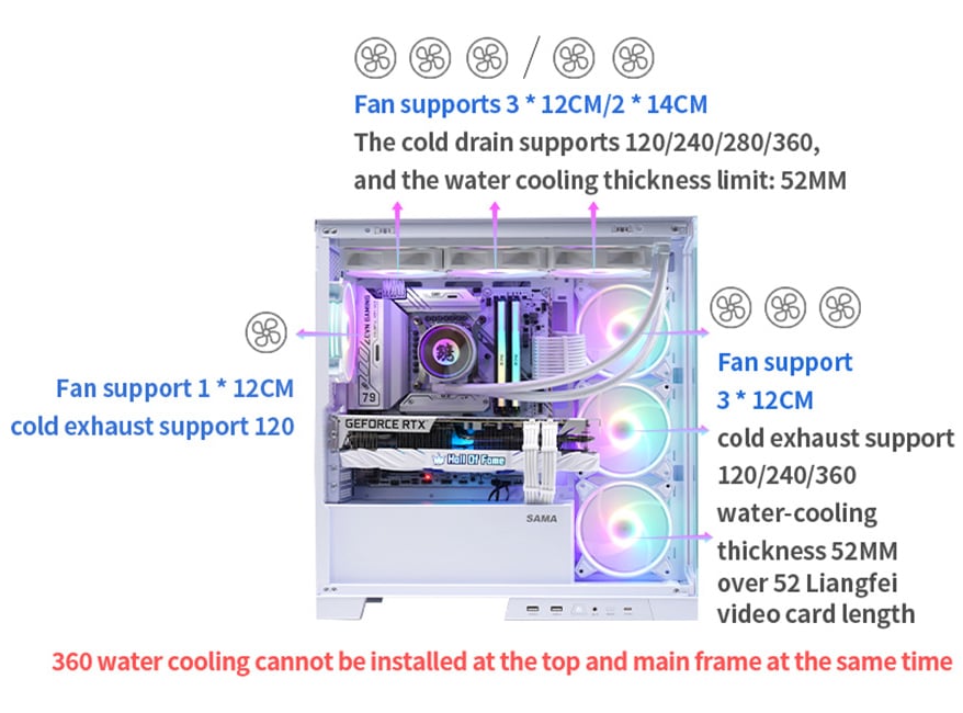 Sama AR01-RGB-W Black Gaming Computer Case