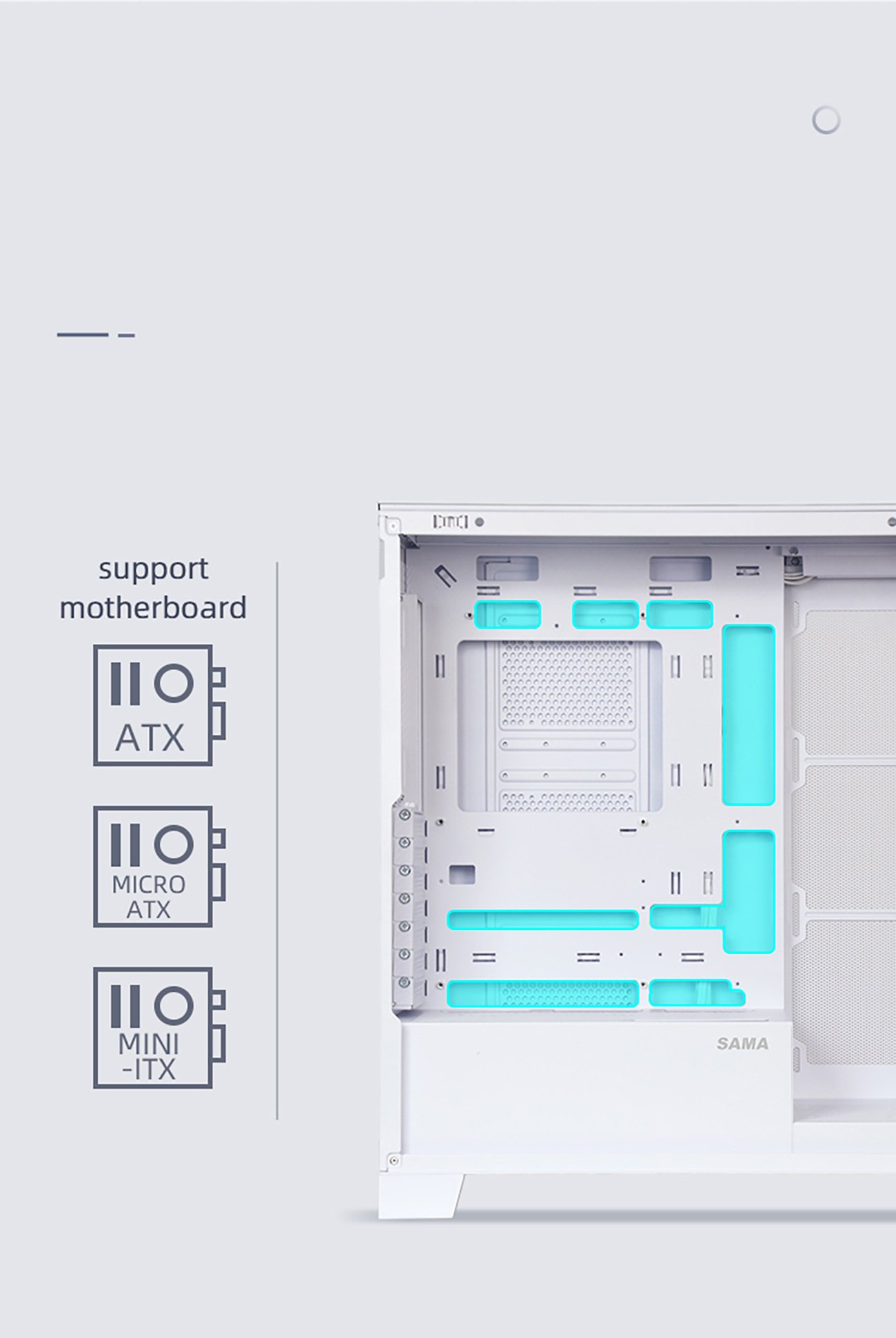 Sama NEVIEW 2351 White Gaming Computer Case